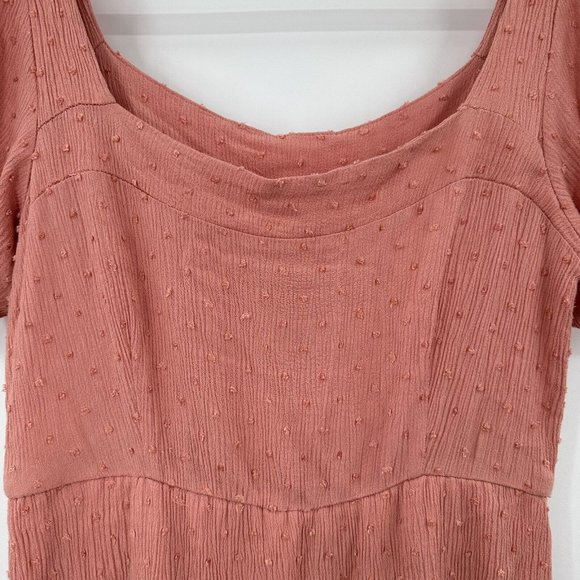 Altar'd State Pink Dot Textured Off Shoulder Short Sleeve Mini Dress Size Small‎ - Picture 4 of 6
